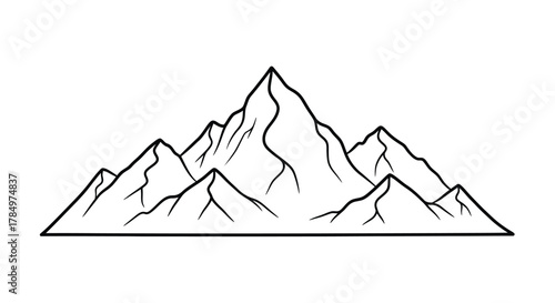 a simple line drawing of majestic mountains with sharp peaks