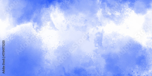 abstract cloud and vapor texture background. blue and white smoke aquarelle smudge illustration. This watercolor design with watercolor texture on white background .Background with clouds on blue sky.
