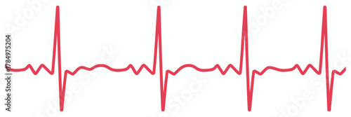 red heartbeat. Medical health awareness theme for World Heart Day 2025–2026 banner, label, t-shirt, and social media post illustration