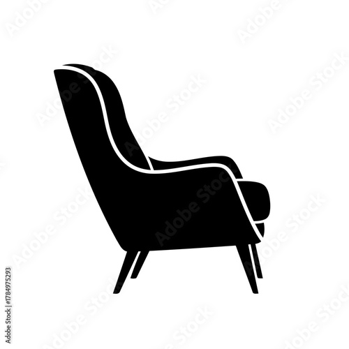 Stylish Armchair Icon Silhouette