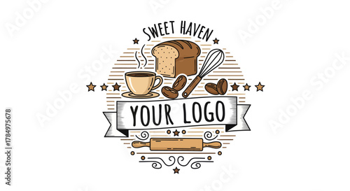 Sweet Haven Bakery Logo: Crafting Delicious Moments with Every Sip and Slice