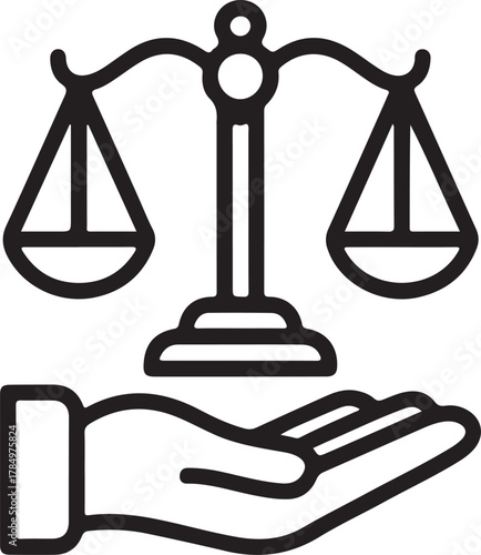 Symbol of justice and fairness held in a human hand