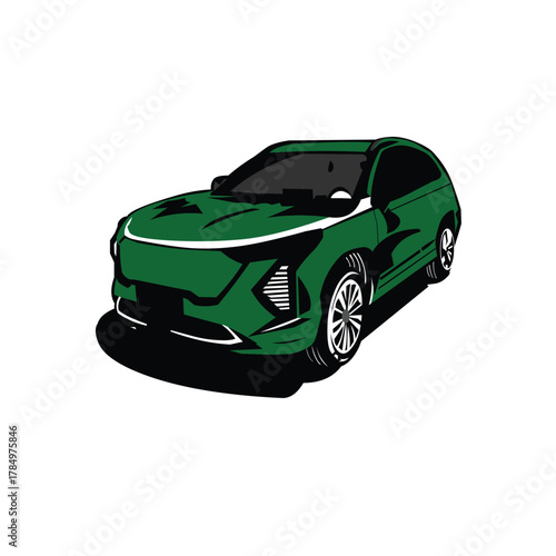 Futuristic Green Car Stylish And Elegant Automotive Concept.eps