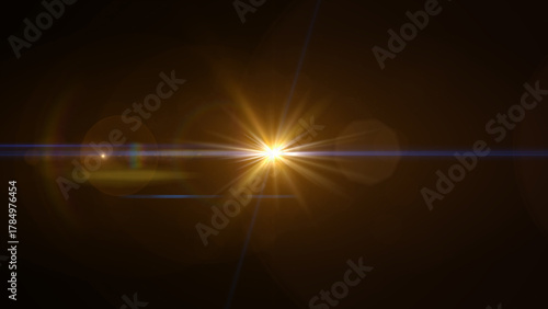 Digital lens flare, burst on black background