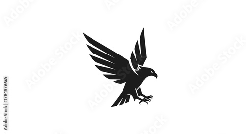 Eagle soaring in the sky, graphic illustration in black and white elegance presenting confidence