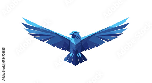 Polygonal majestic eagle with open wings symbolic representation of freedom and power