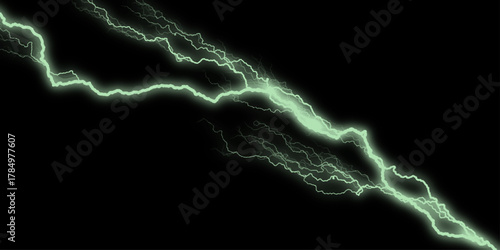 Abstract texture background in natural patterned. Intense electric line crackle across a stark. Glowing wavy lines template Color lightning concept in the dark. Dark green neon marble banner abstract