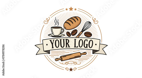 Charming Bakery and Coffee Shop Emblem with Vintage Style
