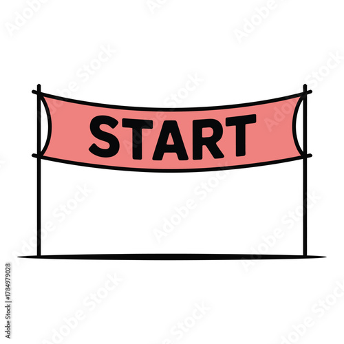 Start line banner graphic design. beginning concept illustration for project launch, race, new journey, or challenge initiation on white background.
