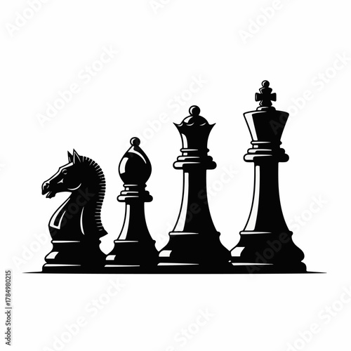 Black Chess Pieces Vector Illustration