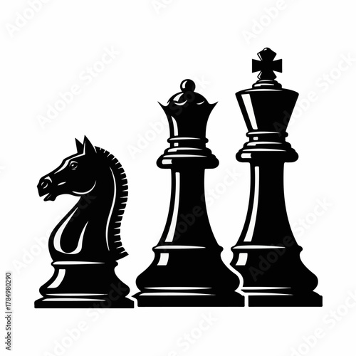 Black Chess Pieces Vector Illustration