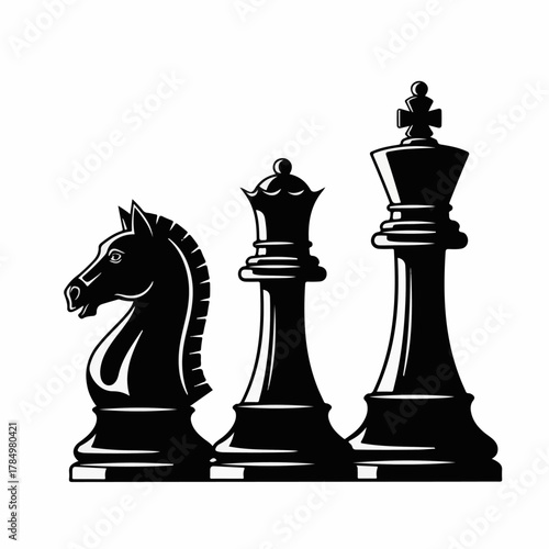 Black Chess Pieces Vector Illustration