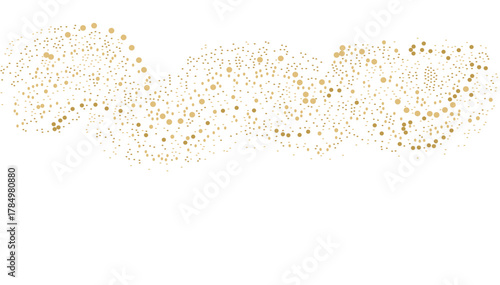 Shimmering golden glitter confetti particle scattering design