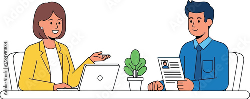 Job interview with a candidate and interviewer at a desk