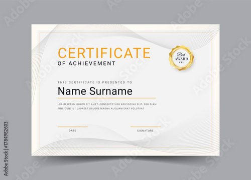 Elegant and luxurious certificate template. Awards diploma background
