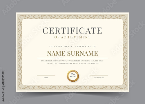 Elegant and luxurious certificate template. Awards diploma background