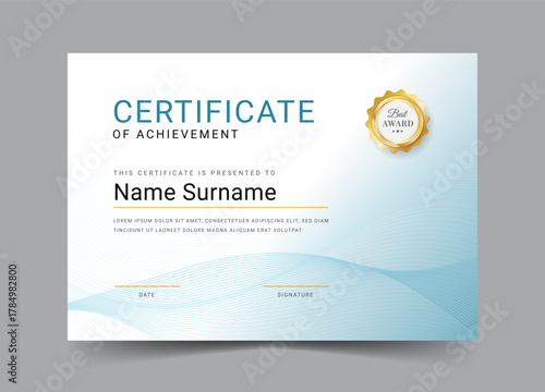 Elegant and luxurious certificate template. Awards diploma background