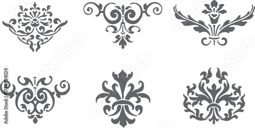 set of decorative floral elements