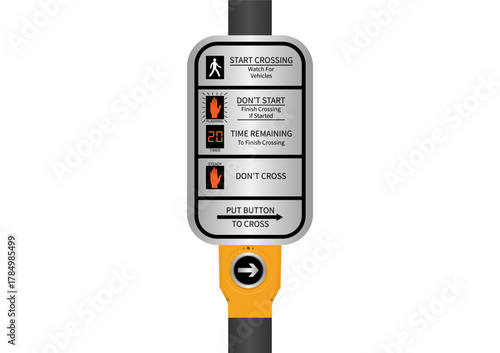 Crosswalk Button. Pedestrian Traffic Button. Vector Illustration.