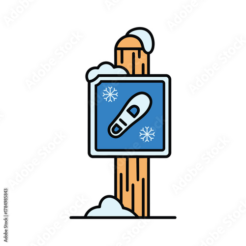 sign indicating a snowshoeing trail vector illustration design.eps