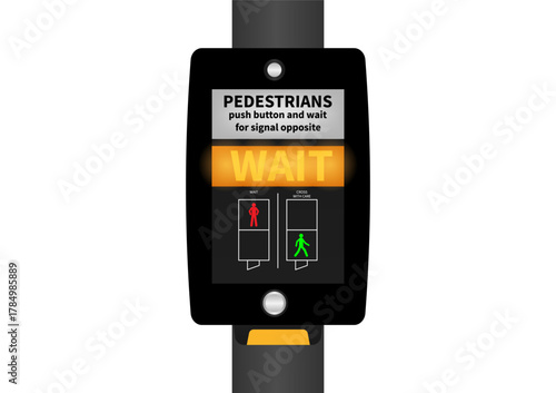 Crosswalk Button. Pedestrian Traffic Button. Vector Illustration.
