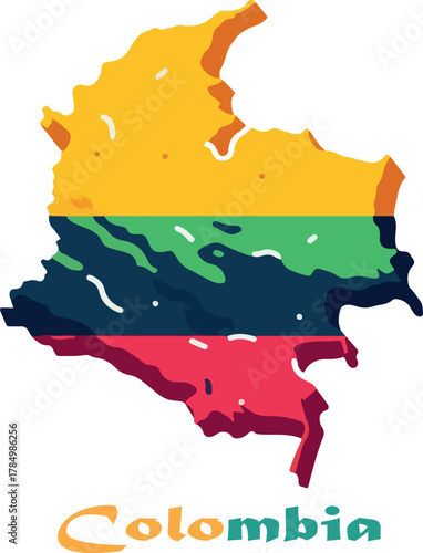 Mapa colombia logo icon vector white background .