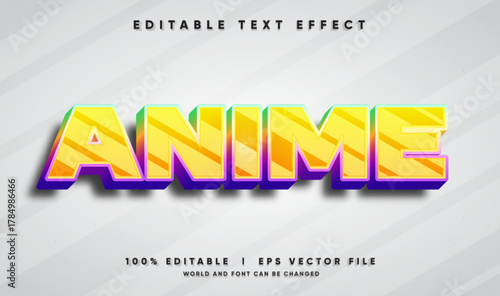 anime vector text effect with modern style