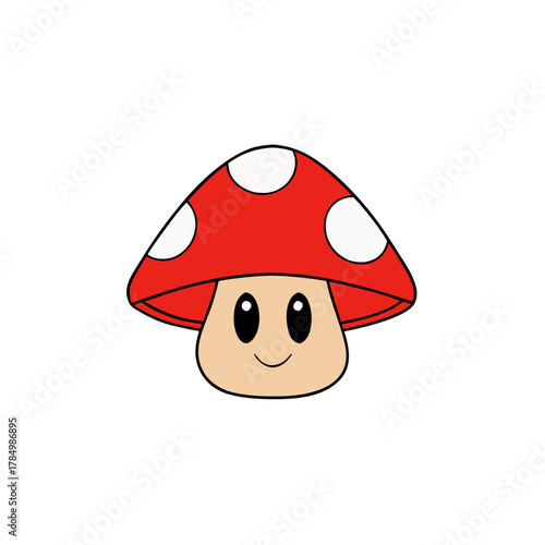 funny cartoon mushroom with a smile