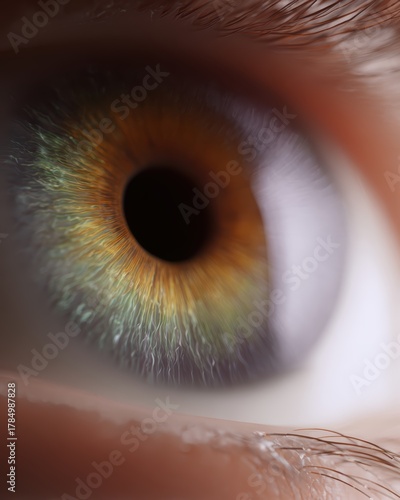 eye anatomy showing color blindness simulation, medical infographic