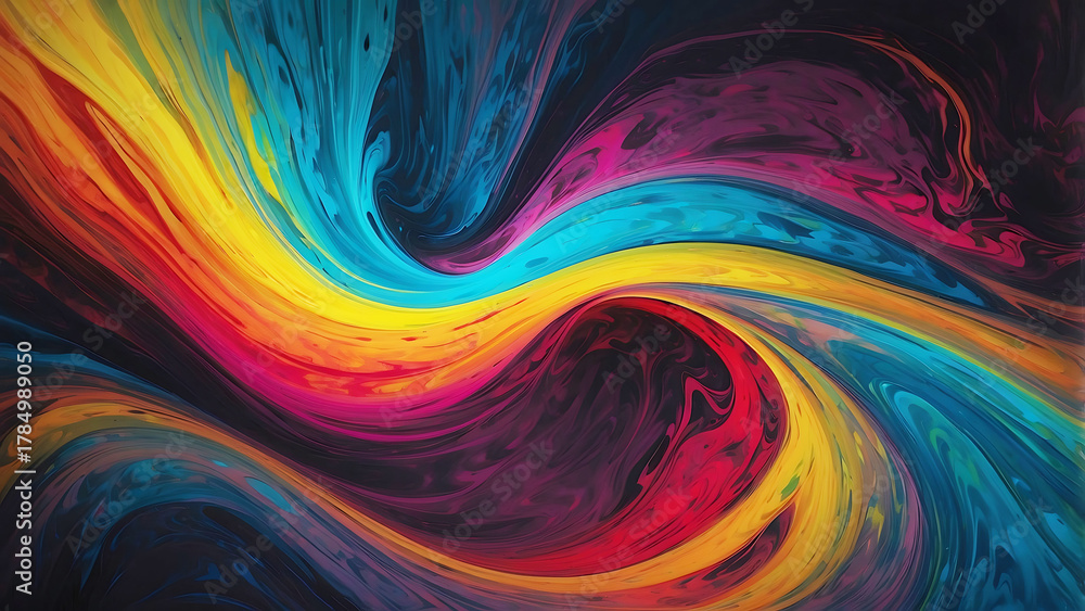 Fototapeta premium Vibrant Abstract Swirl of Dynamic Colors on Dark Background