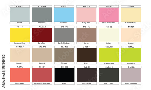 Pantone color palette with various shades
