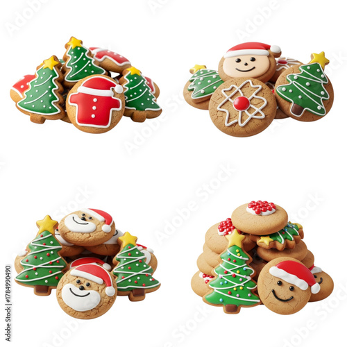 Gingerbread cookies decorated for Christmas with festive designs  