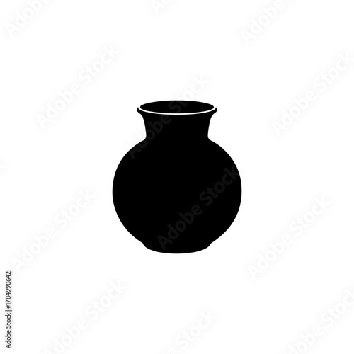Clay pot silhouette icon vector flat design.