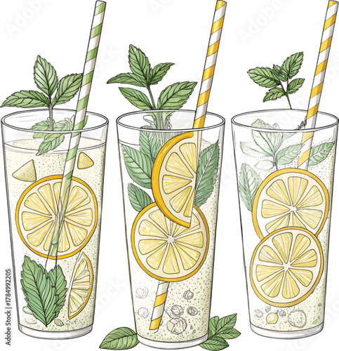 cocktail with lemon and lime
