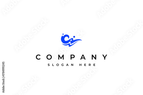 wave splash element logo design template. blue color nature vector concept
