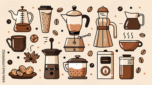 Clipart of a coffee cup with steam rising, representing a cozy coffee moment in a simple vector style..eps