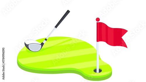 Animated Golfing Green and Flag