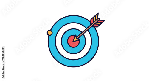 An illustration of a target with an arrow in the bullseye aiming for success.