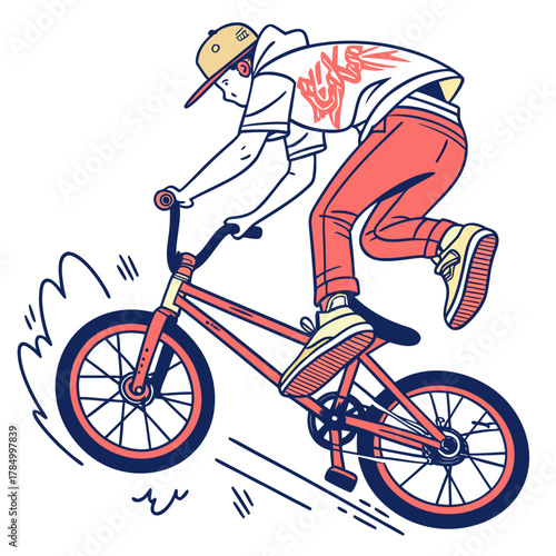 Bmx rider performing stunt