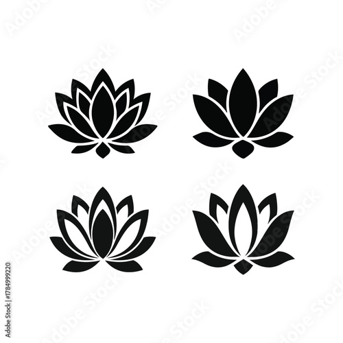 Zen Lotus Flower Silhouettes