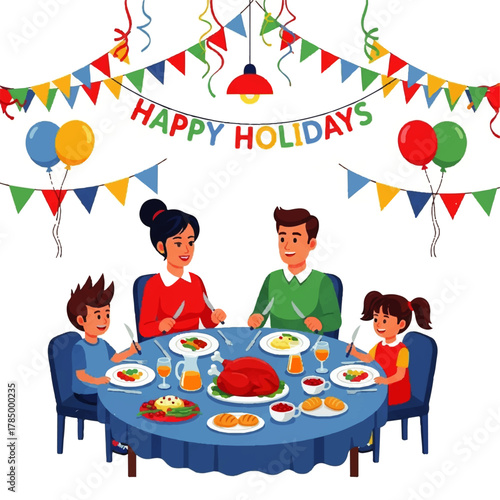 Festive Family Gathering Celebrating Happy Holidays Together.