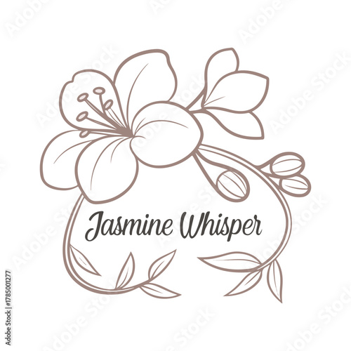 Jasmine whisper logo vector with soft beige petals background