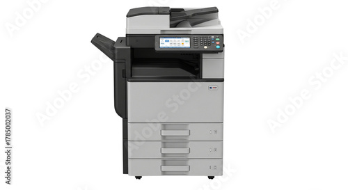 Modern office printer isolated on transparent background for printing and scanning
