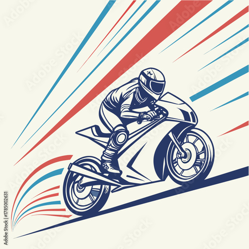 Motorcycle rider speeding with motion lines