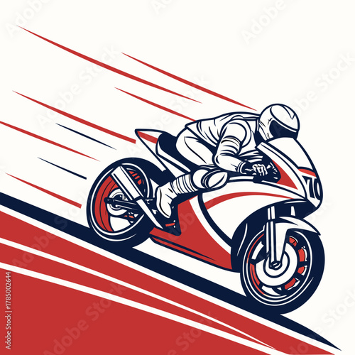 Motorcycle rider racing with motion lines