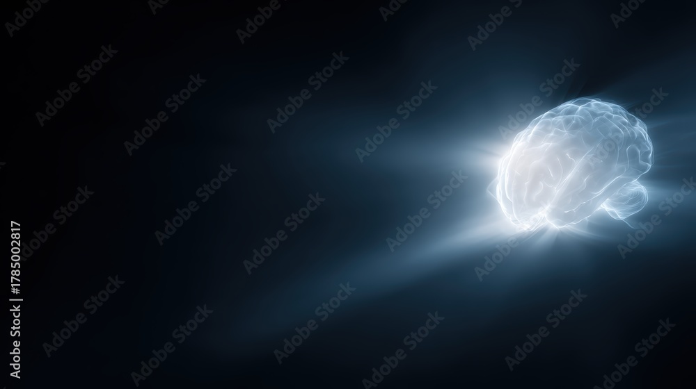 Fototapeta premium brain MRI concept glowing in dark background, futuristic medical style