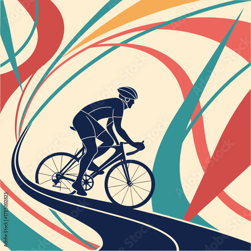 Silhouette of a cyclist riding a bicycle