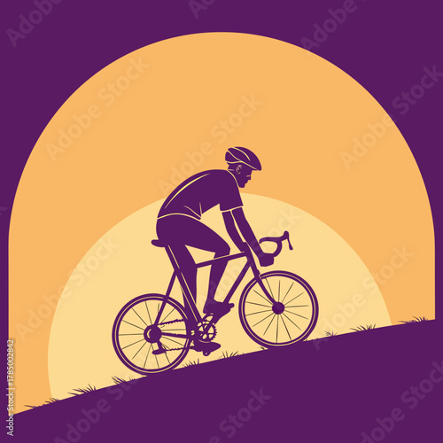 Silhouette of cyclist riding bicycle against sun