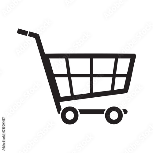 Black outline shopping cart icon isolated on transparent background