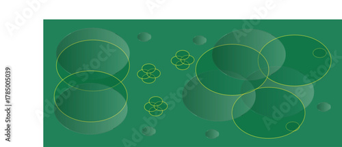 Lime Bubbles on Forest Green